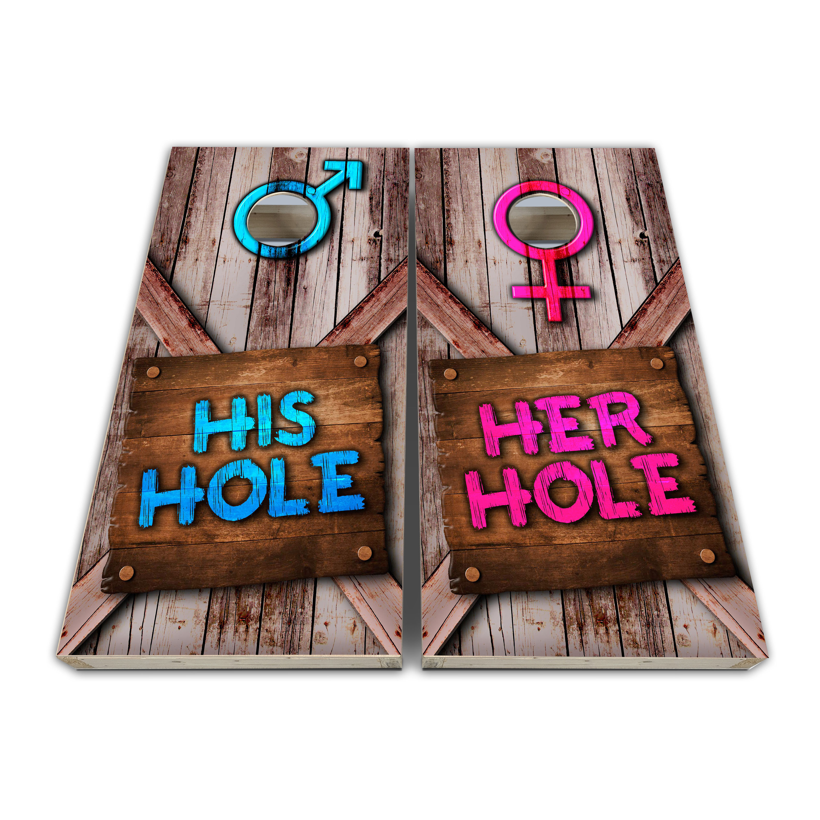His and Her hole Cornhole Board Game Vinyl