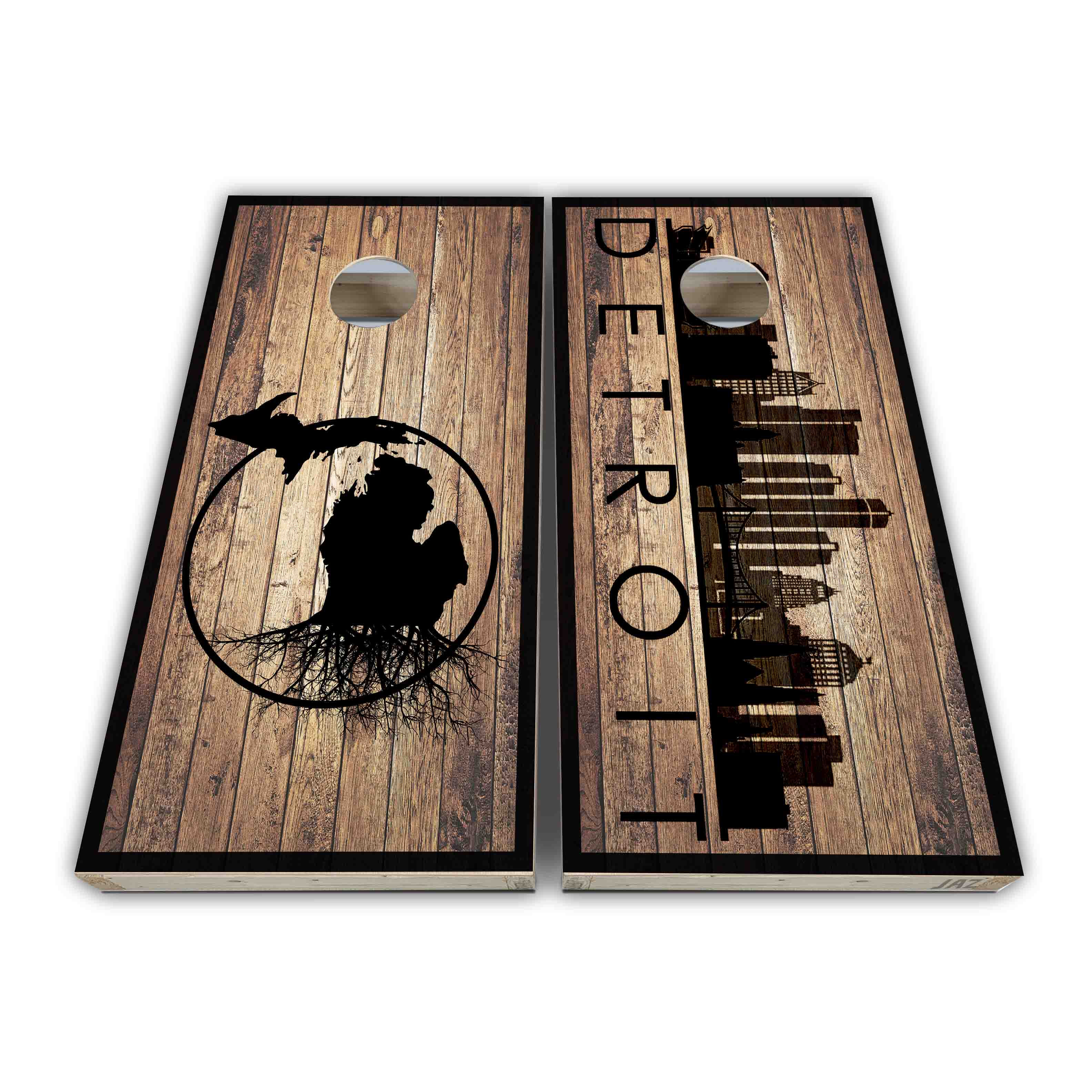Motor City Detroit Michigan Cornhole Board Set Baggo Set
