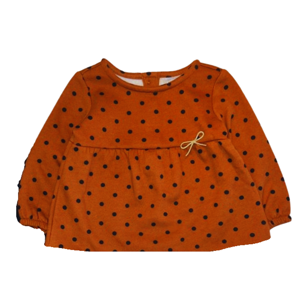 Conjunto Carter’s com vestido poá marrom e calça preta para bebê – Baby Gaia