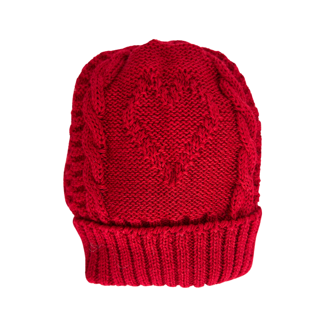 Touca de Tricô - Amoreco Kids - Coração Vermelho