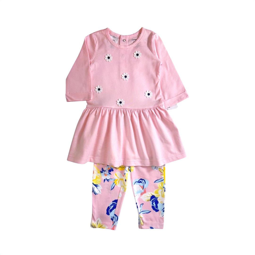 Conjunto Carter’s com vestido legging margaridas floral para bebê – Baby Gaia