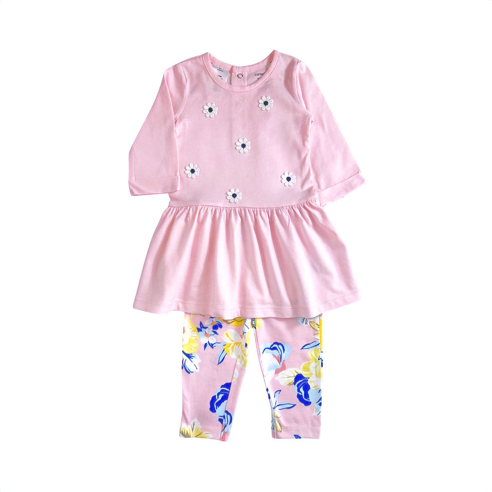Conjunto Carter’s com vestido legging margaridas floral para bebê – Baby Gaia