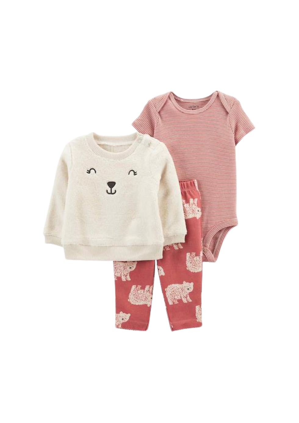 Conjunto Carter’s com agasalho, body e calça pelúcia ursinho para bebê – Baby Gaia