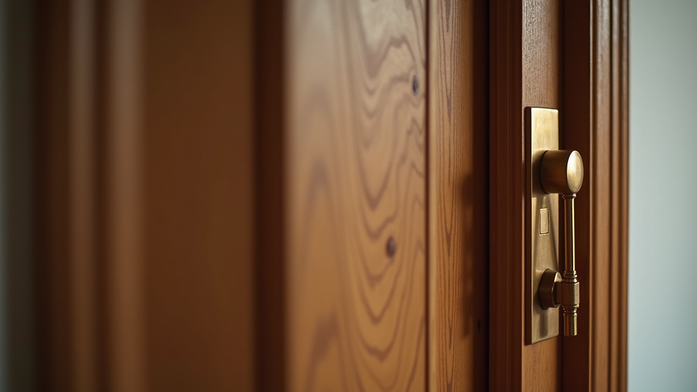 Close-up view of a beautifully crafted wooden door frame