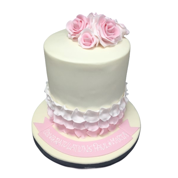 Bespoke Rose Petal Cake with delicate pink petals and intricate icing, crafted in Solihull, West Midlands.