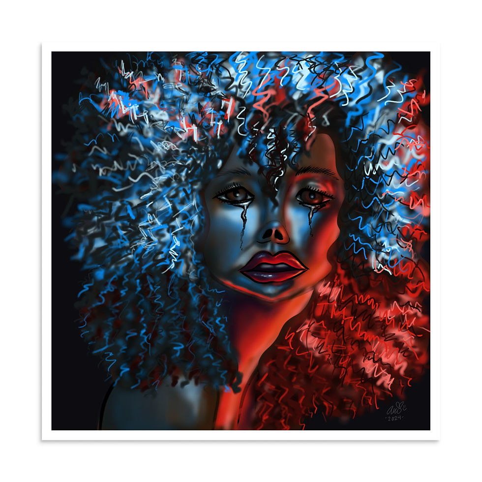 Thumbnail: Red and Blue Digital Drawing Print 