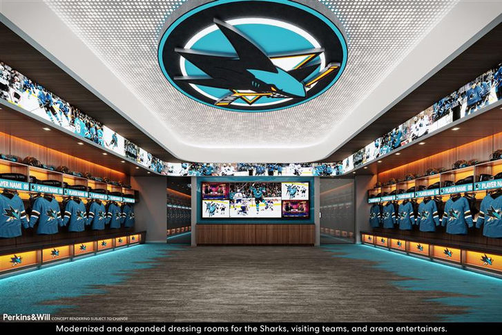 Modernized and expanded dressing rooms for the Sharks, visiting teams, and arena entertainers.