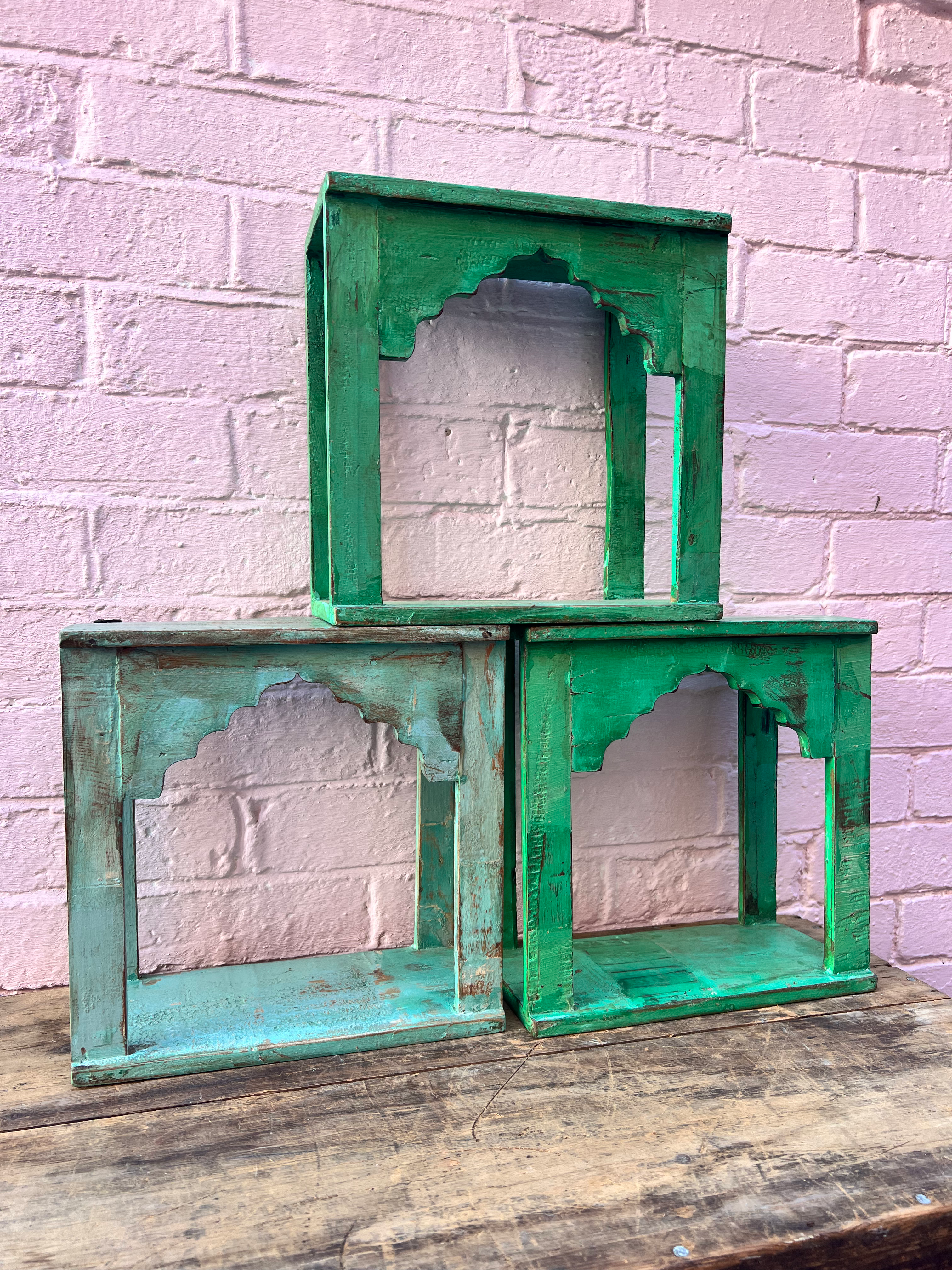 Handpainted Indian Rustic Arched Shelves