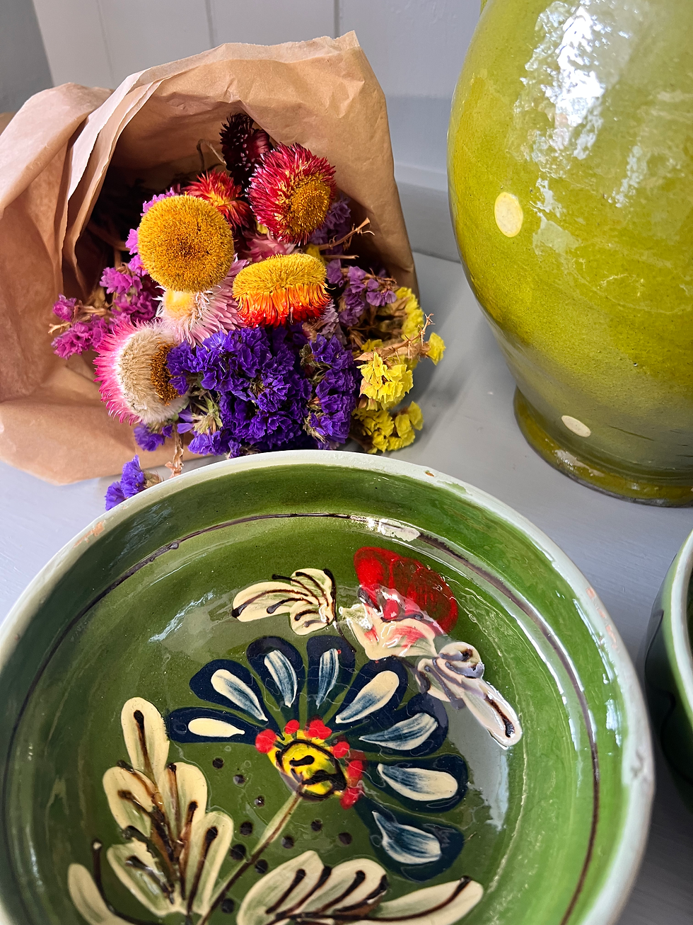 Thumbnail: Handmade Eastern European Earthenware Ceramic Floral Bowls