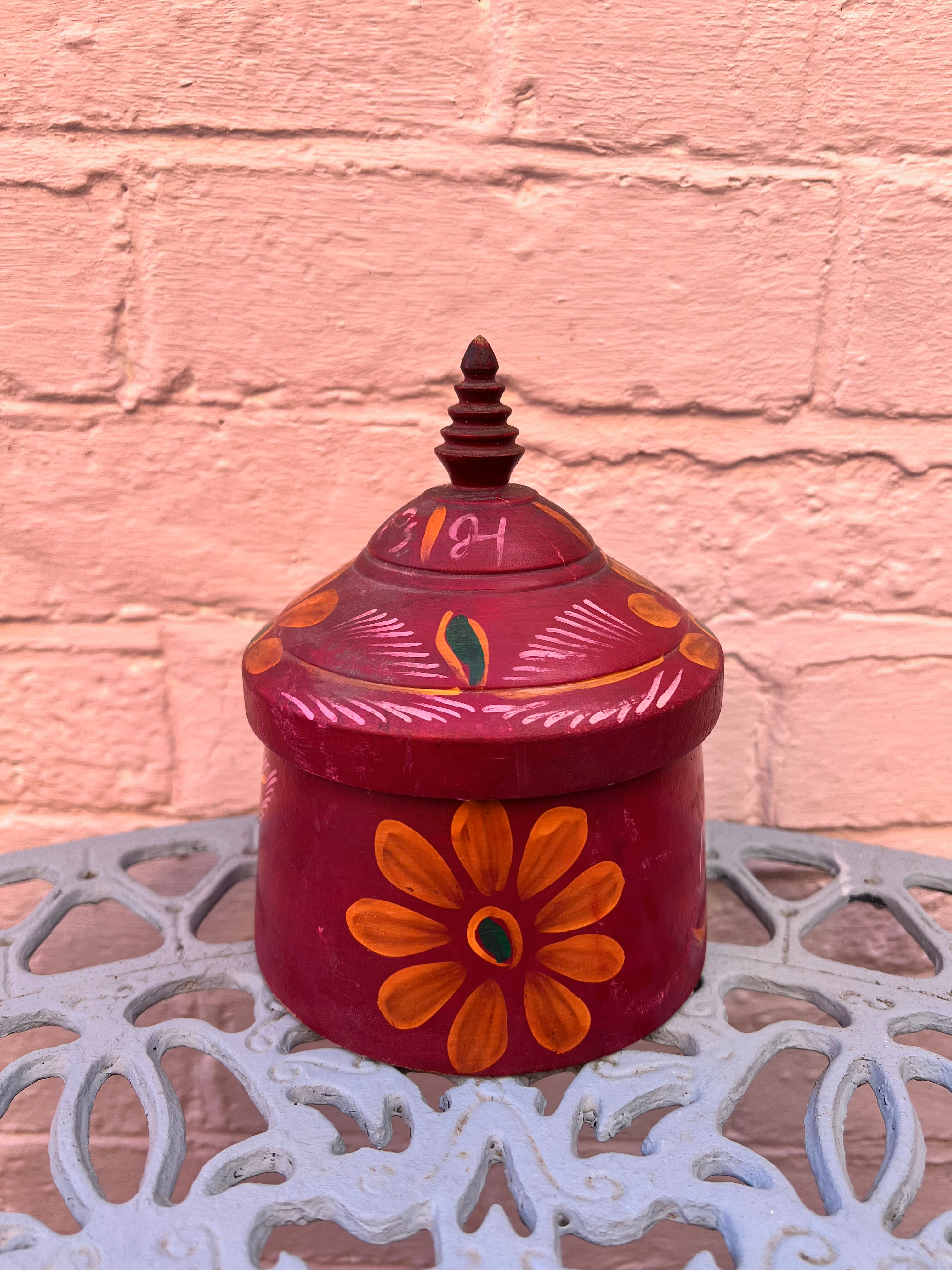 Vintage Handpainted Indian Tikka Pot