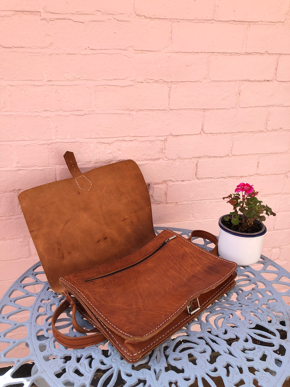 Thumbnail: Large Vintage Tan Leather Satchel