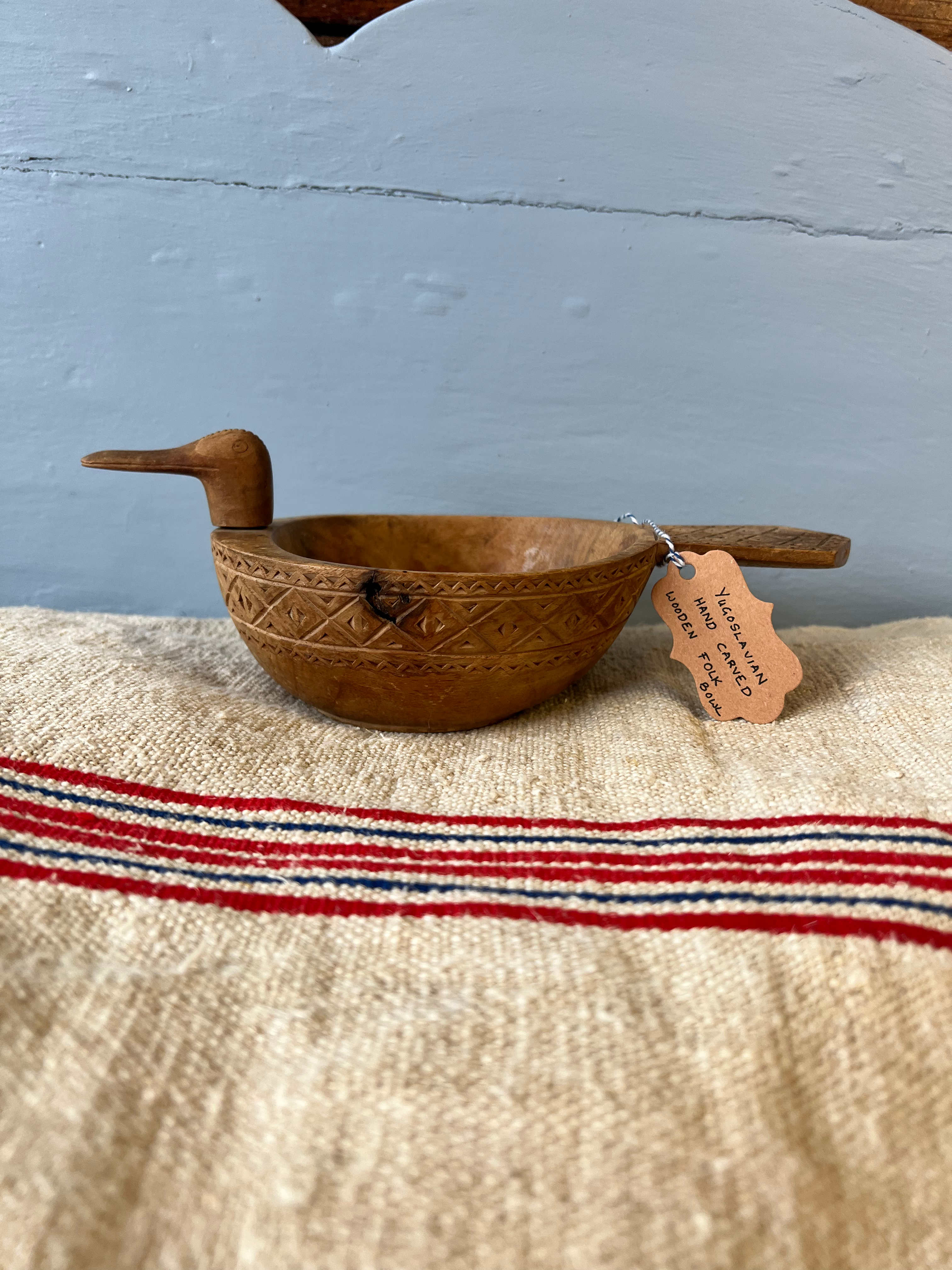 Handcrafted Yugoslavian Wooden Bowl