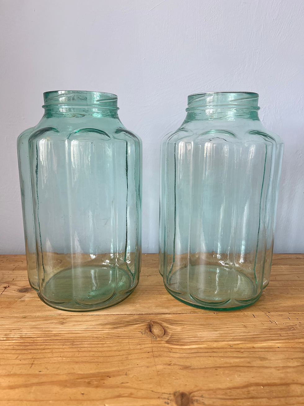 Thumbnail: Antique Glass Hungarian Ribbed Pickle Jar