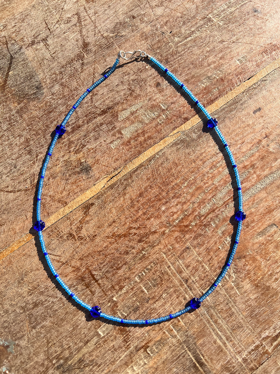 Thumbnail: Blue Glass Beaded Necklace By Florrie Olivia