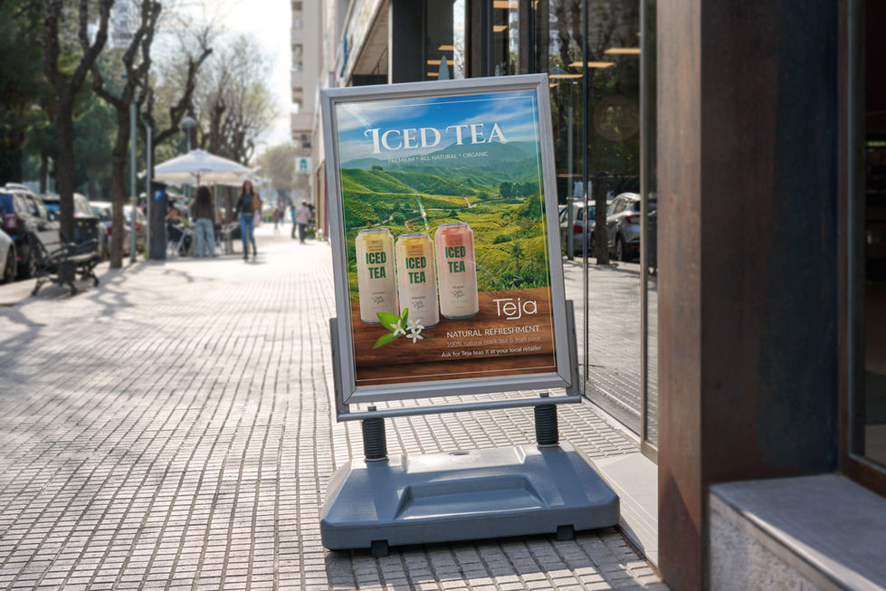 Teja Iced Tea Ad, standee poster mockup for tea