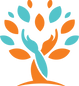 Seniors Living Well logo, helping hands, tree with hands logo