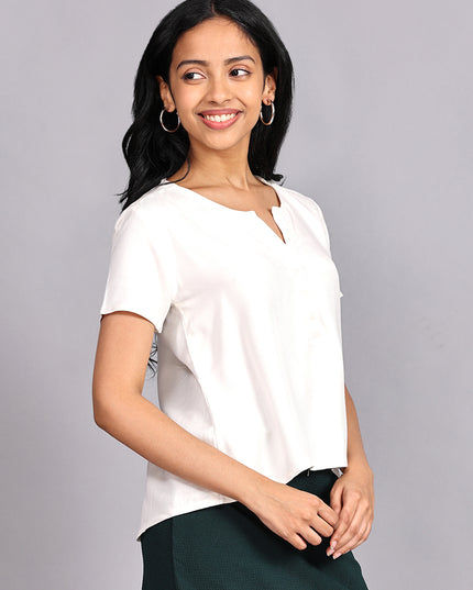 Thumbnail: White Half Sleeve Rayon Top