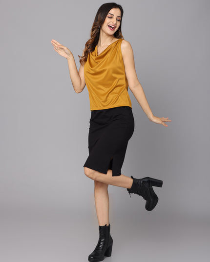 Thumbnail: Mustard Cowl Neck Top