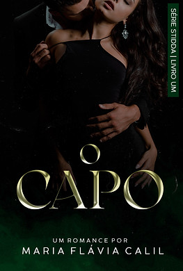 Capa do livro O Capo, da série Stidda, um homem abraçando uma mulher por trás, beijando o seu pescoço e com a mão na sua barriga.