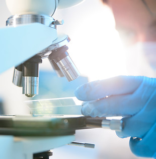 Científico usando microscopio