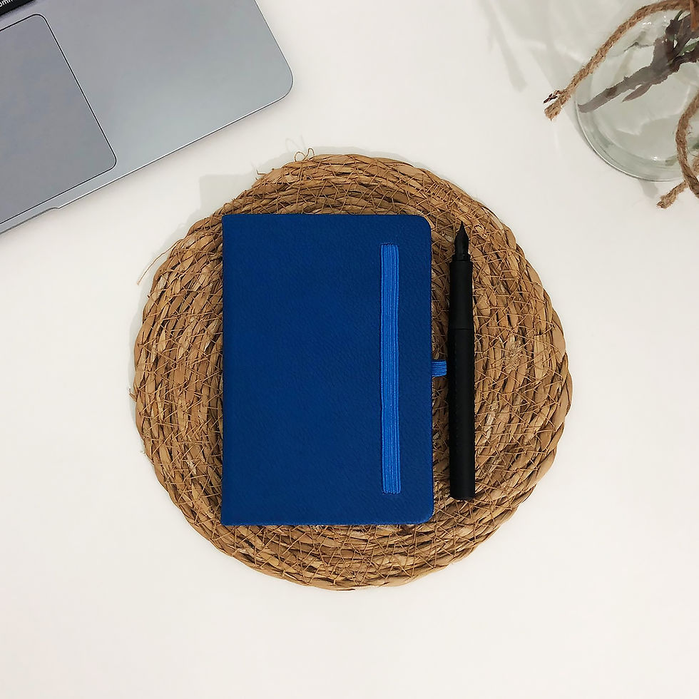 Mavi Cep Boy Sert Kapaklı Termo Deri Defter