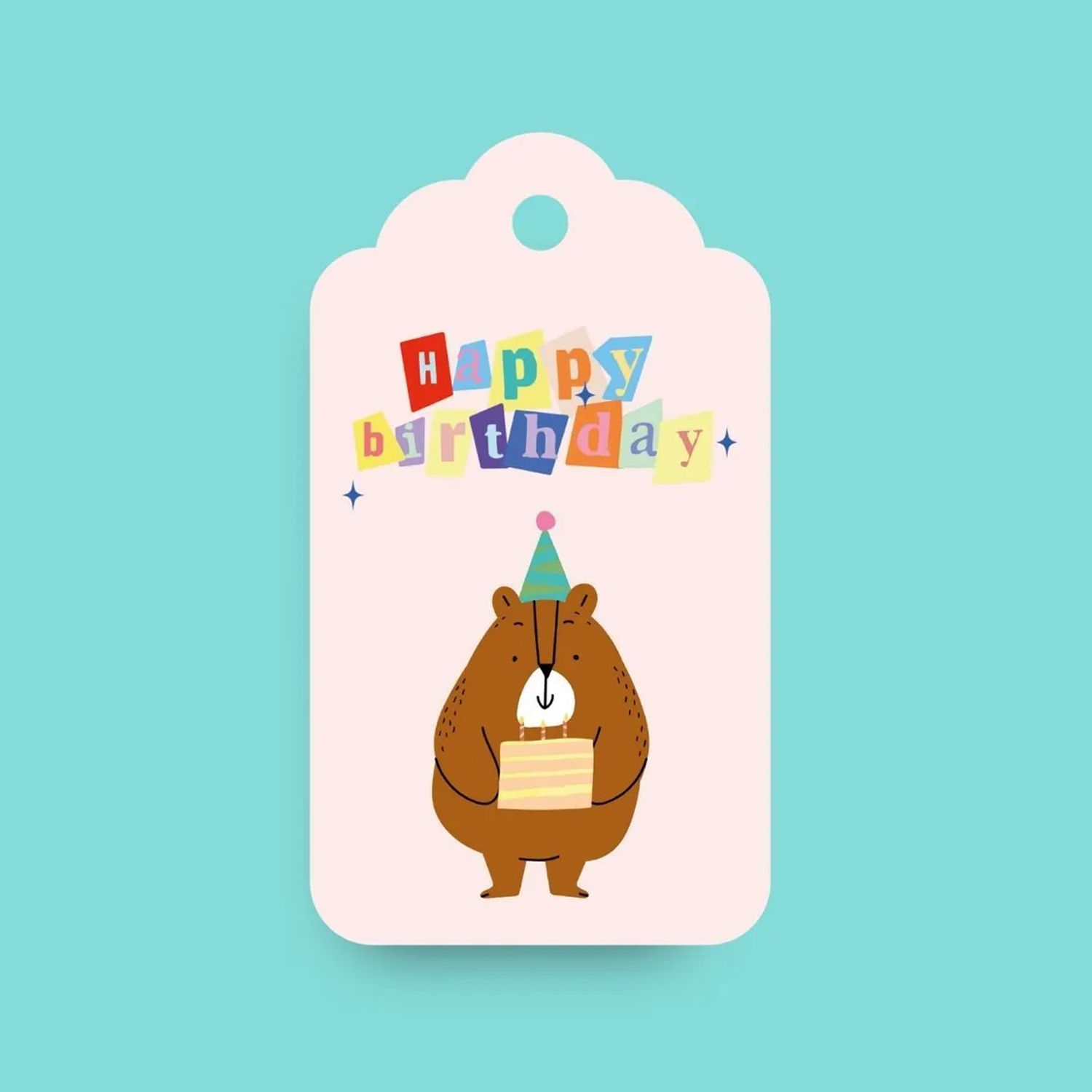 Çocuk doğum günü etkinlikleri için hediye not etiketleri