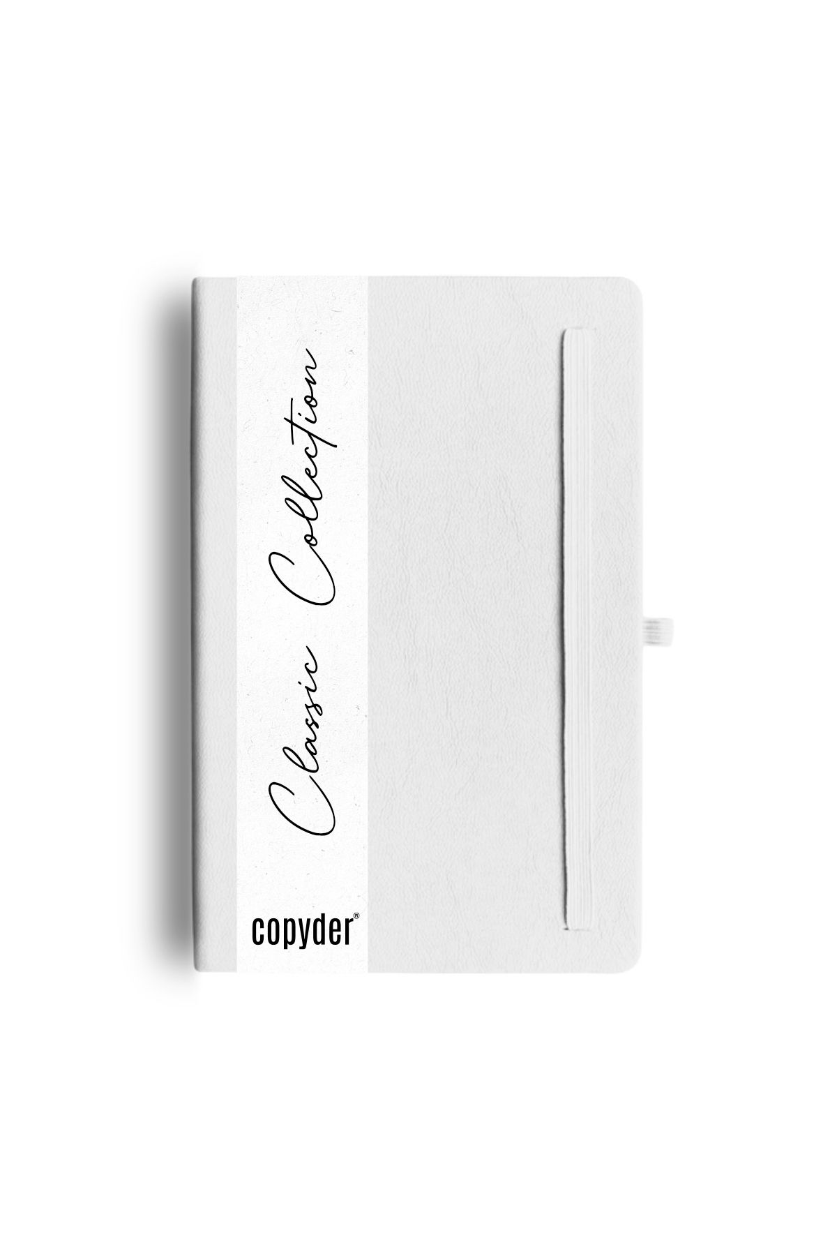 Beyaz Termo Deri Sert Kapaklı Lastikli Defter