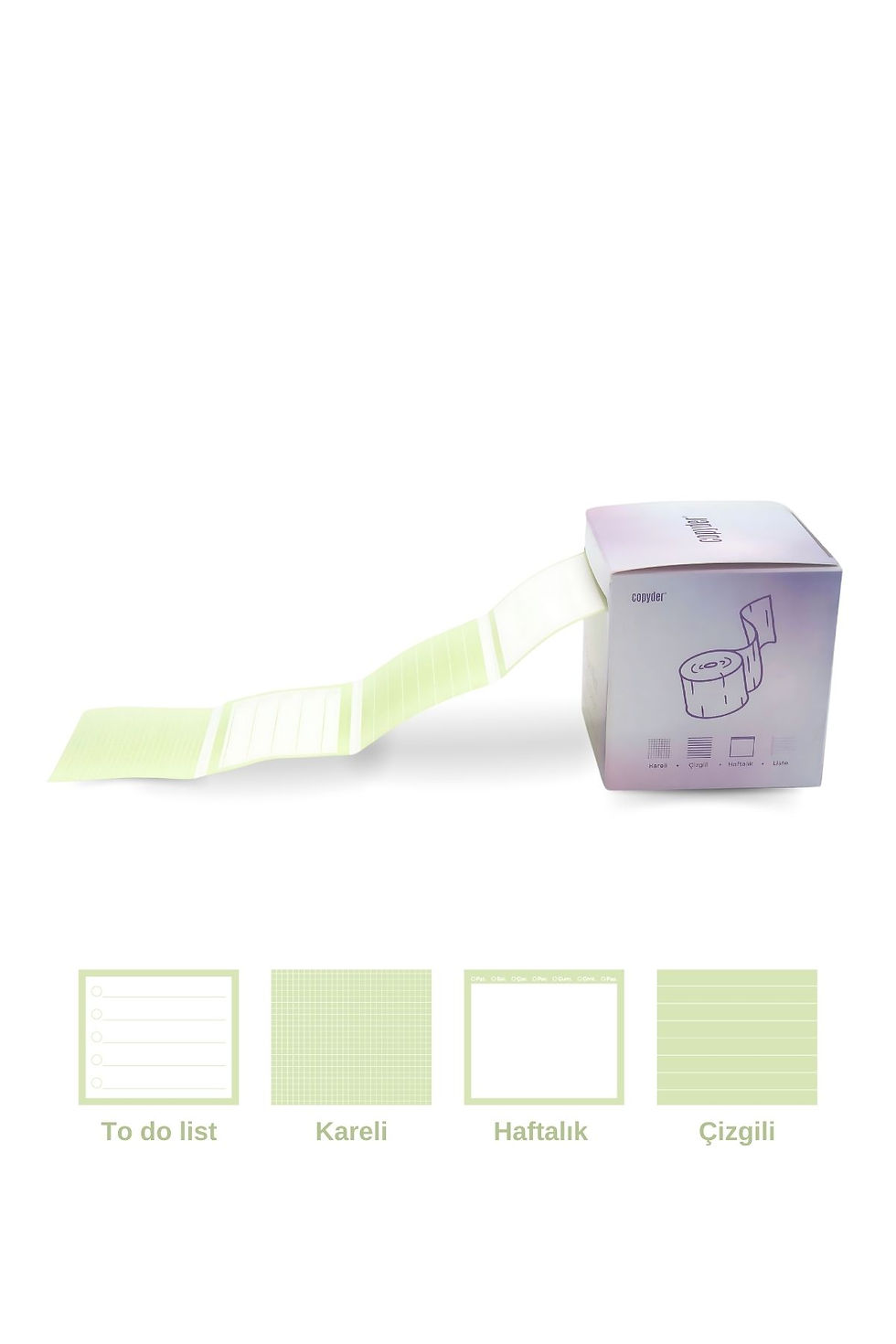 Pastel Yeşil Yapışkanlı Rulo Not Kağıtları