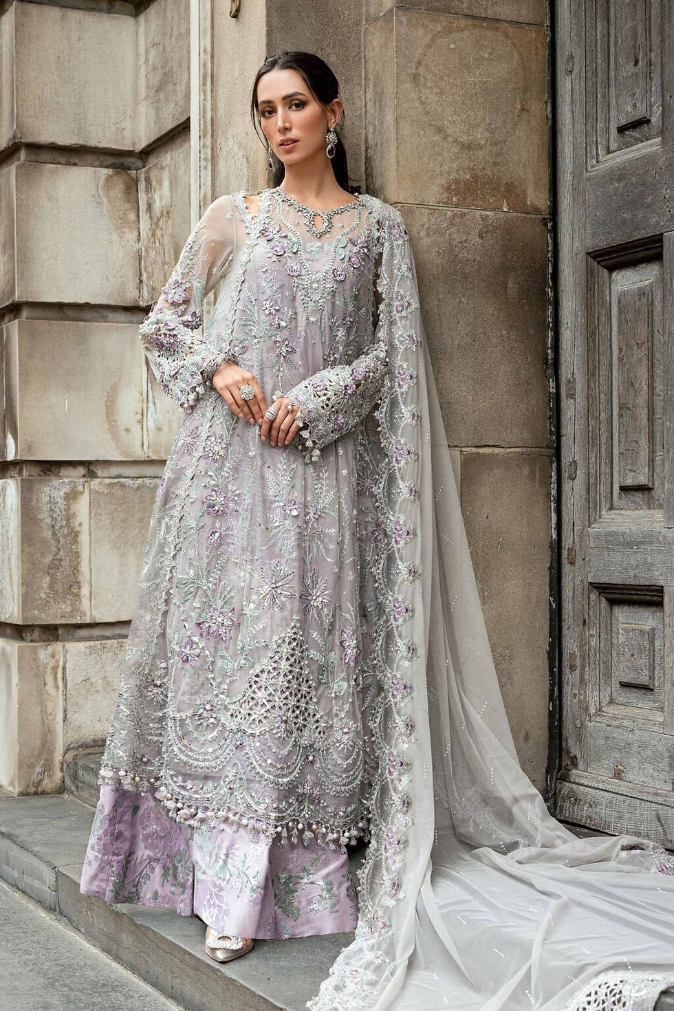 MARIA B Soiree Unstitched Embroidered Raw Silk Suit