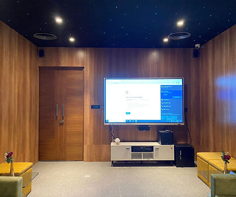 Completed experience center project with Acoustic Wooden slotted panel