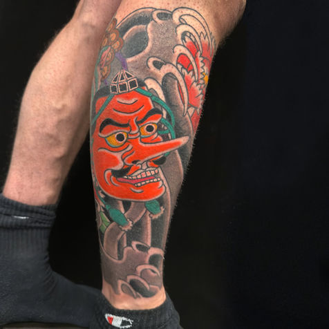 Traditional Japanese masks tattoo