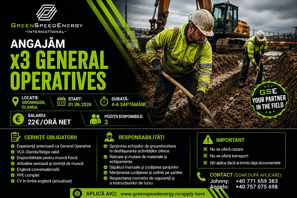 ANGAJAM GENERAL OPERATIVES, GRONINGEN, OLANDA