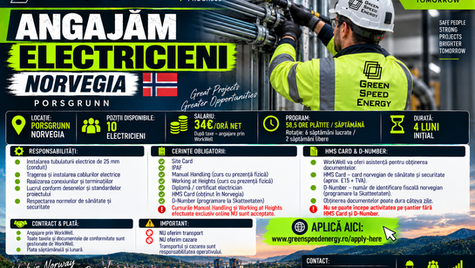 ⚡ ANGAJĂM ELECTRICIENI – NORVEGIA ⚡