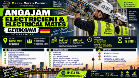 ā” ANGAJÄM ELECTRICIENI & ELECTRICAL MATES ā GERMANIAĀ