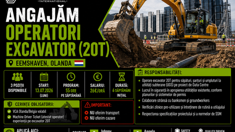 🚜 ANGAJĂM OPERATORI EXCAVATOR (20T) 🚜