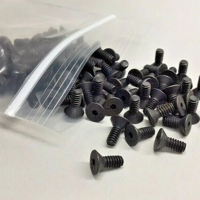 Cap Screw JCA66012-90 Flat Socket 6-32 x 3/8" (Pack of 90) Black Plain Finish
