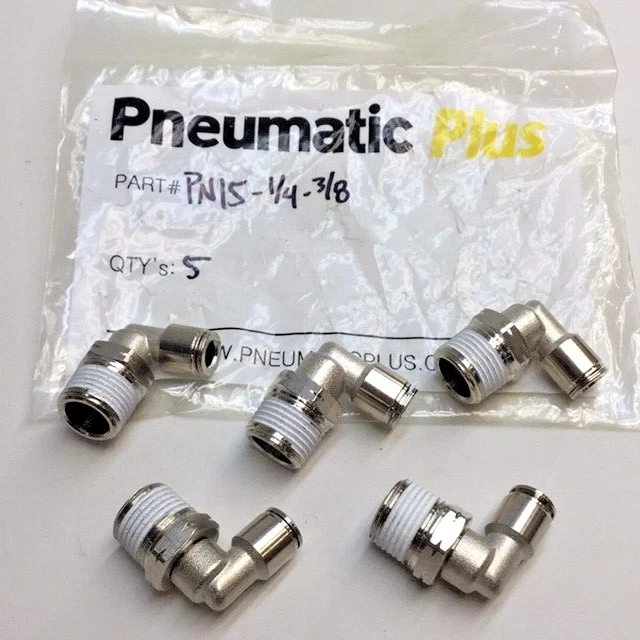 Pneumatic Plus PN15-1/4-3/8 Elbow Male 1/4" Tube X 3/8" NPT (Pack of 5)