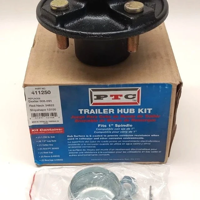 PTC 411250 Trailer Hub Kit Fits 1" Spindle 008-091 34822 13100 4 Stud