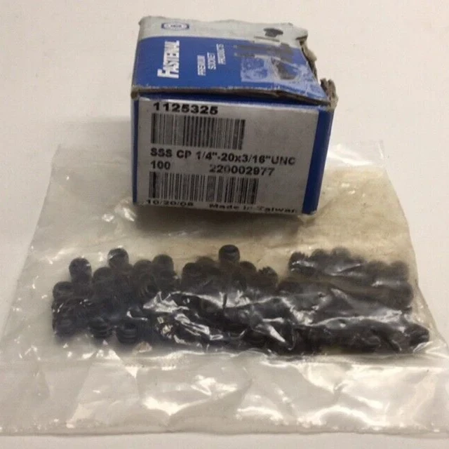 Fastenal 1125325 Socket Set Screw 1/4-20 x 3/16 Cup Point (Pack of 100) Black