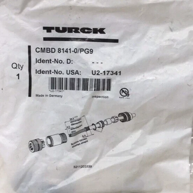 Turck CMBD 8141-0/PG9 Connector Straight 4 Pin U2-17341 CMBD81410PG9