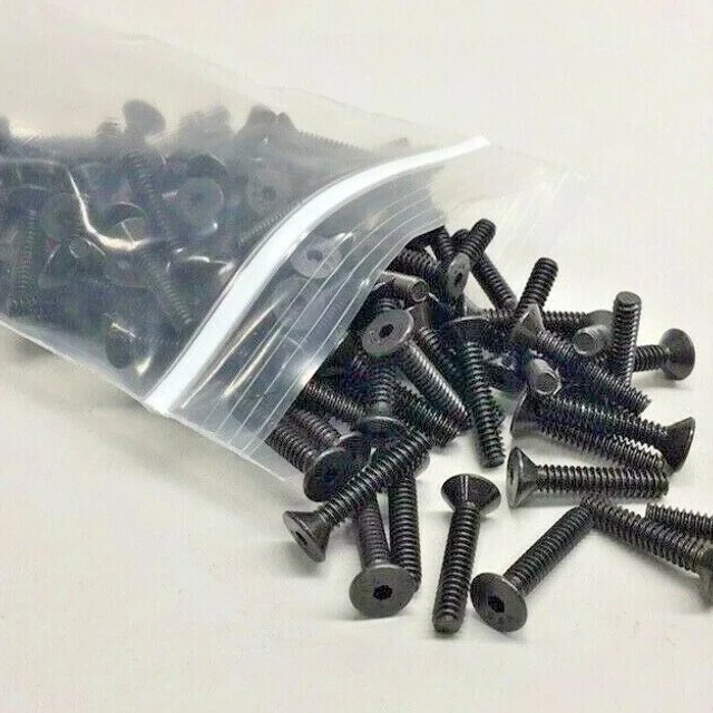 Cap Screw JCA66024-125 Flat Socket 6-32 x 3/4" (Pack of 125) Black Plain Finish