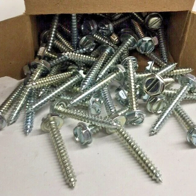 Sheet Metal FNA66032-100 Screw #6 x 1" Slotted Hex Washer Head (Pack of 100) Z/P
