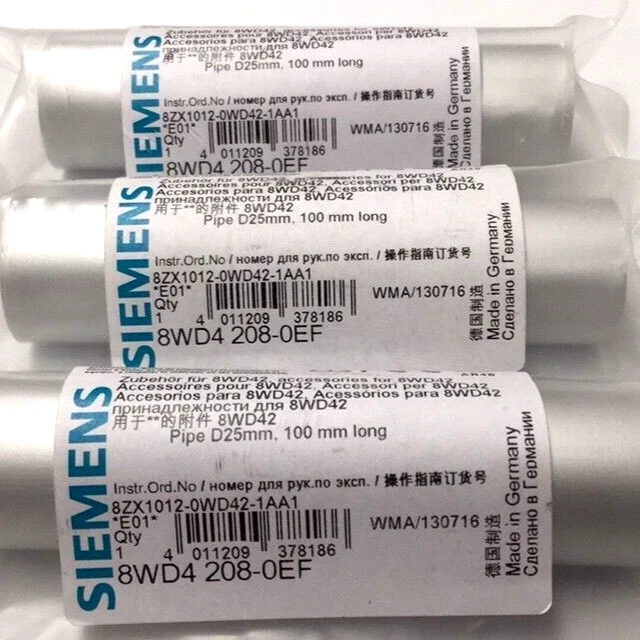 Siemens 8WD4 208-0EF Extension Tube 25mm ID 100mm Length 8WD42080EF (Pack Of 3)