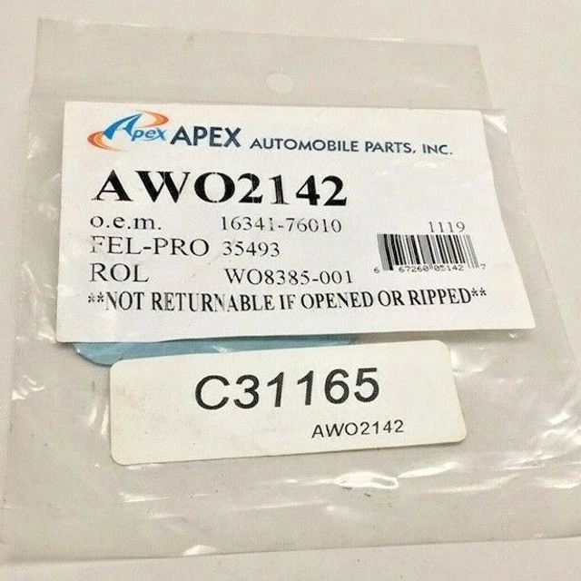 Apex Automobile Parts AWO2142 Gasket C31165 16341-76010 35493 WO8385-001