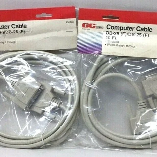 GC Electronics 45-373 DB-25 (F)/DB25 (F) 10Ft Computer Cable (Pack Of 2)