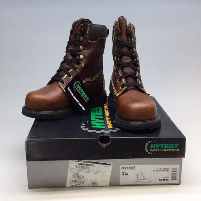 Hytest K04055 Safety Heat Work Boot Mens 8M Metatarsal Guard 10" 04055