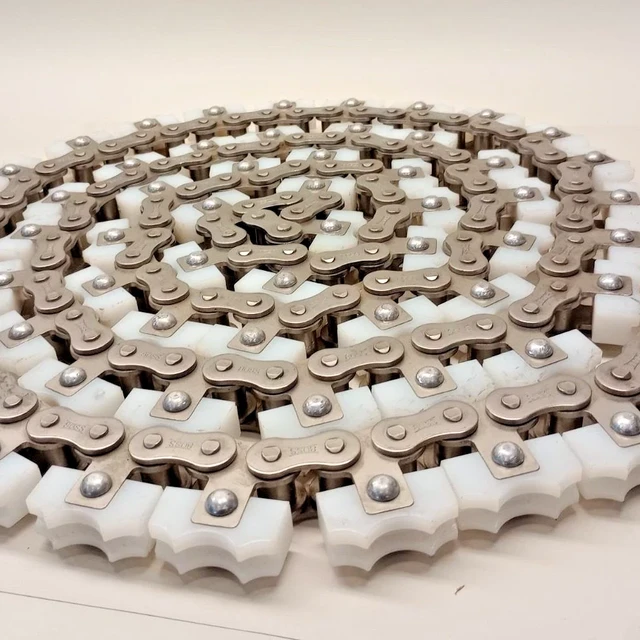 Conveyor 80SS x 10ft Used Roller Chain Stainless Steel with Plastic 2-inch teeth