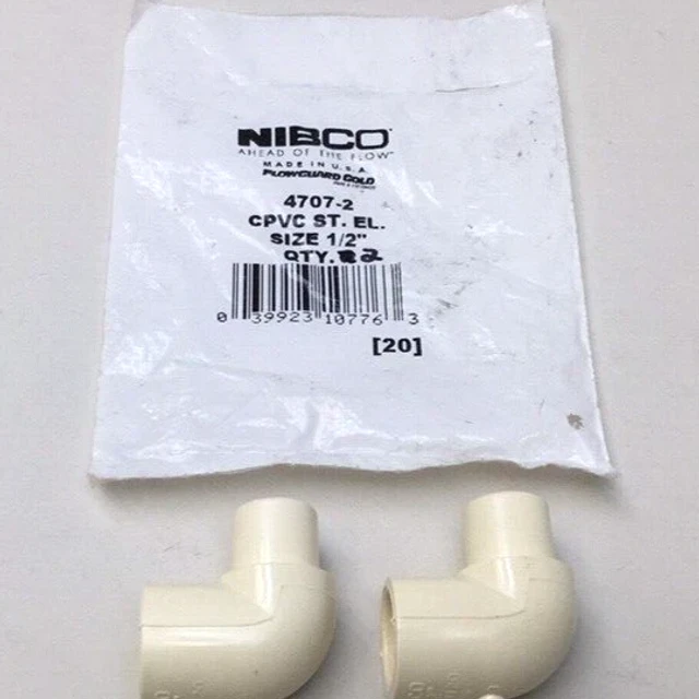 Nibco 4707-2 Street Elbow 90 Degree CPVC ST EL 1/2" Flowguard Gold (Pack of 2)