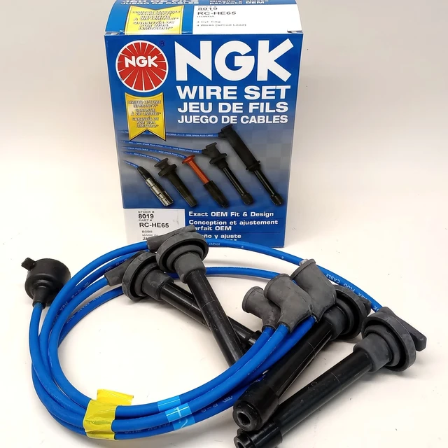 NGK 8019 Spark Plug Wire Set RC-HE65 4 Cyl 4 Wires With Coil Lead