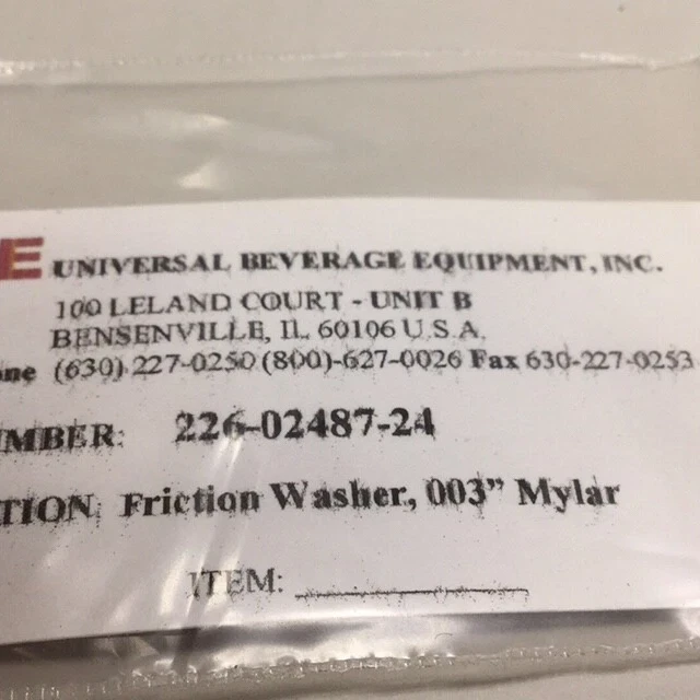UBE 226-02487-24 Friction Washer 003" Mylar (Pack of 2)
